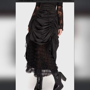 Killstar Black Asymmetrical Ruched Skirt